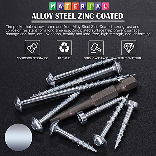 Glarks 280Pcs #8x2'' Pocket Hole Screws Zinc Coated Square Drive Self Tapping Coarse Thread Wood Screws for Wood and Sheet Metal (#8x2'' Coarse Thread) - size: #8x2'' Coarse thread