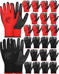 Nuogo 24 Pairs Gardening Gloves for Men Women Rubber Coated Landscaping Work Gloves Safety Work Construction - color: Black, Red