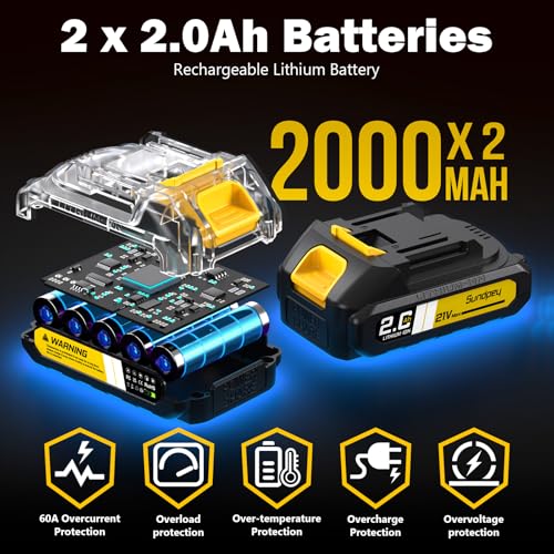 Sundpey 620In-lbs Brushless Cordless Drill Set, Power Drill Driver Yellow - color: Yellow
