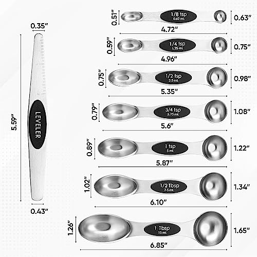 Spring Chef Stainless Steel Magnetic Measuring Spoons Set of 8, Black - color: Black, size: 1-Pack