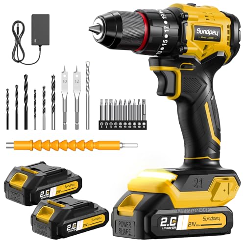 Sundpey 620In-lbs Brushless Cordless Drill Set, Power Drill Driver Yellow - color: Yellow