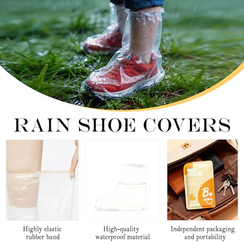 12Pcs Individually Packaged Kids Rain Shoe Covers, Disposable Plastic Shoe Covers for Rain, Portable and Durable, Perfect for Rainy and Snowy Days, Disney Trip (Clear,Kids,12Pcs/6pairs) - size: Kids S 12Pcs