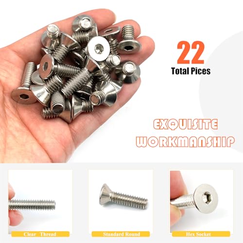 22pcs 5/16-18 4 Sizes Countersunk Head Screws, Flat Socket Head Cap Screws Assortment Kit with Allen Keys, 304 Stainless Steel Socket Cap Bolts Flat Countersunk Head Machine Screws - size: 304-4Size-5/16-22P
