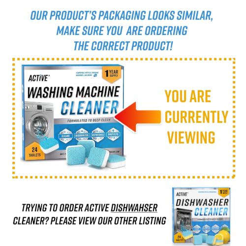 Washing Machine Cleaner Descaler 24 Pack - Deep Cleaning Tablets For HE Front Loader & Top Load Washer, Septic Safe Eco-Friendly Deodorizer, Clean Inside Drum and Laundry Tub Seal - 12 Month Supply - style: 24 Tablets