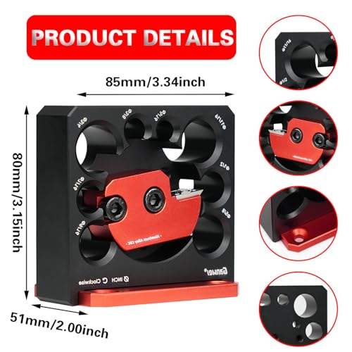Adjustable Dowel Maker Jig Kit, Imperial 5/16 to 3/4 Inch Aluminum Alloy Dowel Rod Making Jig with 8 Holes, Drill Milling Auxiliary Tool for Making Round Wood Dowel Sticks