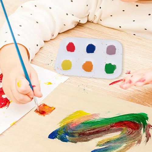 LNAUJS 8 Pack Plastic Paint Tray Palettes, 6 Well Rectangular Palette, Watercolor or DIY Craft Paint Supplies
