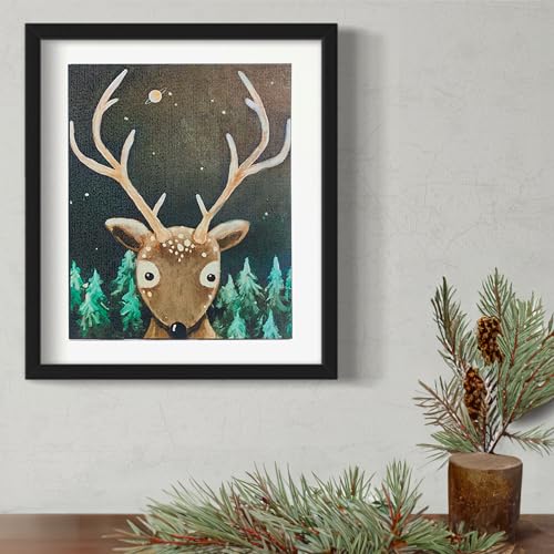 Painting4Real Acrylic Art Painting Kit with Video Tutorials - How to Paint with Acrylic Paint Set for Adults, Learn to Paint Reindeer - 9 Peices Painting Set for Adults, Beginners, Art Lovers - color: Christmas Reindeer