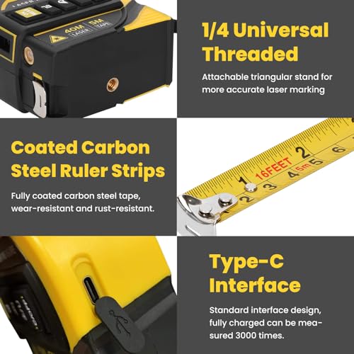 4-in-1 Laser Tape Measure with Crosshairs and Electrical Angle for Gifting