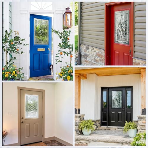 Pushglossy 22 x 36 Entry Door Glass Insert White Exterior Front Door Window Inserts Replacement Kit for Home Improvement (Low-e Glass,Nickel Caming) - size: 22 x 36, style: Nickel Caming