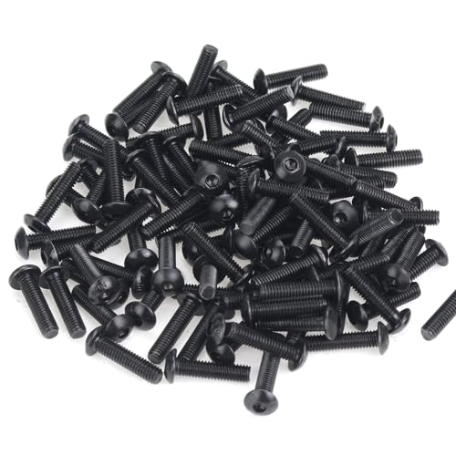 105 Pieces M3 x 12mm Button Head Socket Cap Screws, Thread Pitch 0.5mm, Sutemribor M3 Black Screws, 10.9 Grade Alloy Steel, Black Oxide Finish, Fully Threaded - size: M3 x 12mm, style: Button Head
