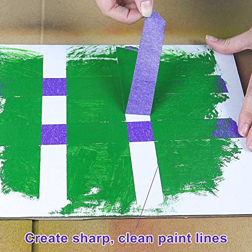 BOMEI PACK Purple Painters Tape 1 Inch Bulk - Paint Tape 5 Rolls x 1 Inch x 55 Yards - Purple Masking Tape for Walls Painting, DIY Crafting, and School Projects, Total 275 Yards - color: Purple
