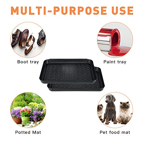 Set of 3 Square Boot Tray, Plastic Utility Shoe Mat Tray, 13.7x10.6x1inch - size: floral