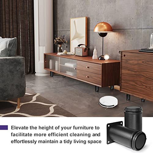 4 Inch Metal Furniture Legs Stainless Steel Adjustable Legs Black Metal Legs Round Cabinet Legs for Coffee Table Cabinet Desk Sofa Shelves, Pack of 8 - color: Black, size: 4"