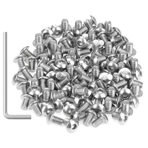 105 Pieces M4 x 6mm Button Head Socket Cap Screws, Thread Pitch 0.7mm, Sutemribor M4 Screws, 304 Stainless Steel, Fully Threaded, Silver - size: M4 x 6mm, style: Button Head