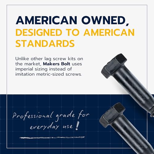 3/8 x 4 (50 Pack) Lag Screw Kit, 50 Screws and 50 Washers, Ceramic Black Ruspert Coating for Exterior Use, Meets ASTM A307 and ASME B18.2.1, Industrial/Commerical Grade by Makers Bolt - size: 3/8 x 4