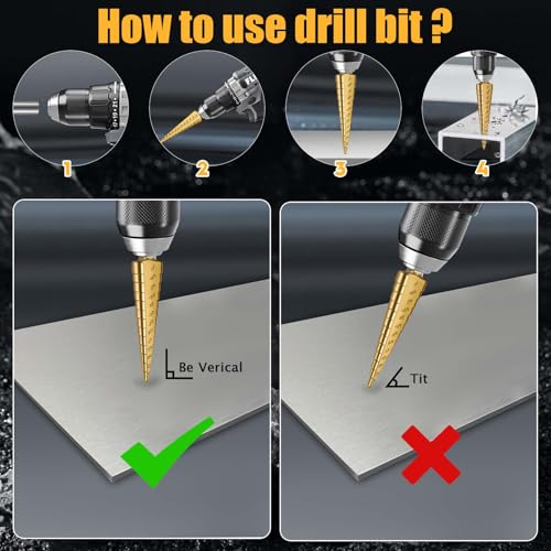 3PCS Titanium Step Drill Bit - 4241 HSS Step Bit with Two Straight Flutes - color: 3Pcs Straight