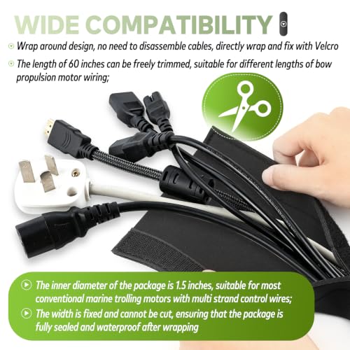 60" Trolling Motor Cable Sleeve, for Bundling & Protecting Marine Cables