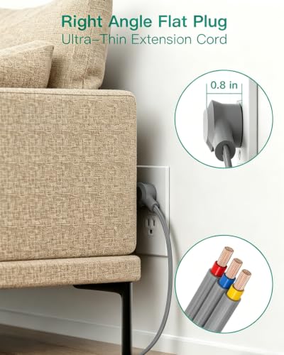 Surge Protector Power Strip, 12 Widely Spaced Multi Outlets, Wall Mount - color: Gray, size: 10 FT