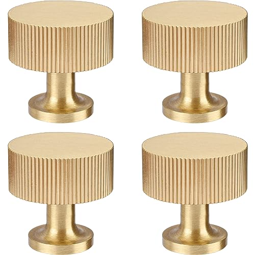 RZDEAL 4pcs Solid Brass Cabinet Knobs Pulls Cabinet Drawer Dresser Gold Knobs Modern Handles(1"x1"/25mmx25mm),Brushed Brass Finish - color: Gold, size: 1 Inch