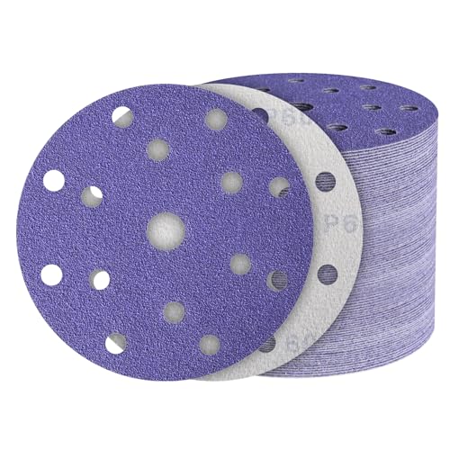 45Pcs 6 Inch Sanding Discs 60 Grit, Hook and Loop Orbital Sandpaper - style: 60Grit-45Pcs