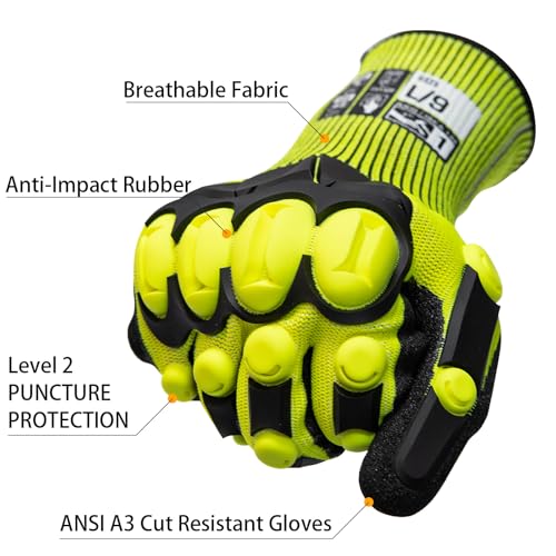 Safety Work Gloves, Level 2 Puncture Resistant, A3 Cut Resistant Gloves, Level 4 Abrasion Impact Gloves Mechanic - size: X-Large