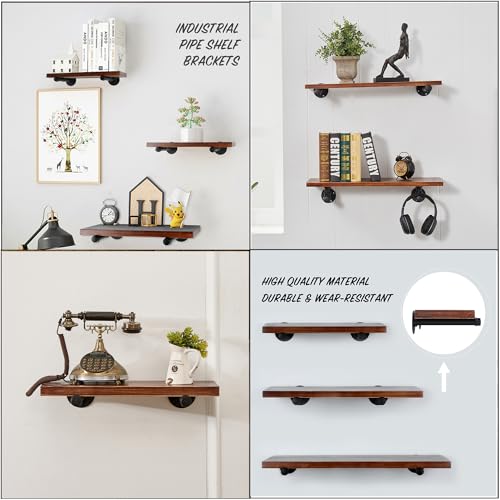 Industrial Black Iron Pipe Shelf Brackets 10 Inch Wall Mount DIY Shelving Brackets Pipe Decor Wall Rustic Clothing Rack 8 Pack, Hardware Included - size: 10 inch 8 pack, style: 8 Pack