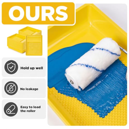 Geelin 40 Pcs 9 Inch Disposable Paint Tray Liner Heavy Duty Plastic Household Paint Pan Trays(Dots, Yellow) - color: Yellow, size: 9 Inch, style: Dots