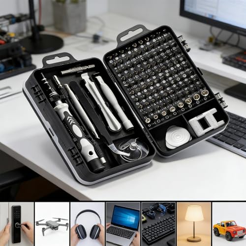 115-in-1 Small Screwdriver Set,Precision Screwdriver Set, Professional Repair Tool Kit for Phone, Computer, Watch, Console, Eyeglass and Electronic, Men Tools Gift Gray - color: Gray