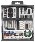 Dremel 709-02 110-Piece All-Purpose Rotary Tool Accessory Kit- Includes a Carving Bit, Sanding Drums, Grinding Stones, Cutting Discs, and a Storage Case, Gray - size: 110-Pieces