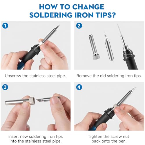 LDK 60W Soldering Iron Kit, 110V Soldering Iron Adjustable Temperature - color: Blue