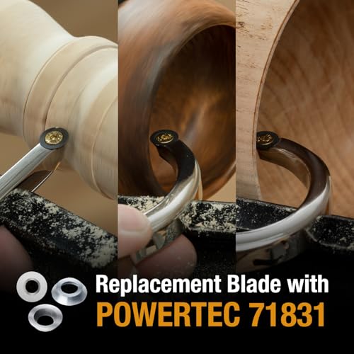 POWERTEC 71827 Carbide Tipped Woodturning Tool 3 Piece Set with Straight, Shallow Swan Neck & Deep Swan Neck for Deep Hollowing Work, Wood Lathe Chisel with Replaceable Tips - style: 3pcs set for deep hollowing