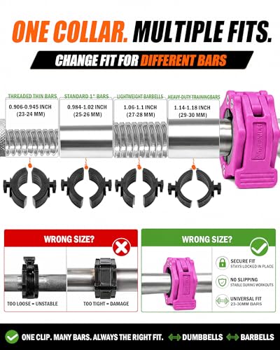 MAXRICH Ultra-Thin 1-Inch Barbell Clamps, Quick Release Weight Clips for 23–30mm Bars, Secure Barbell Collars for Home Gym - color: Rose
