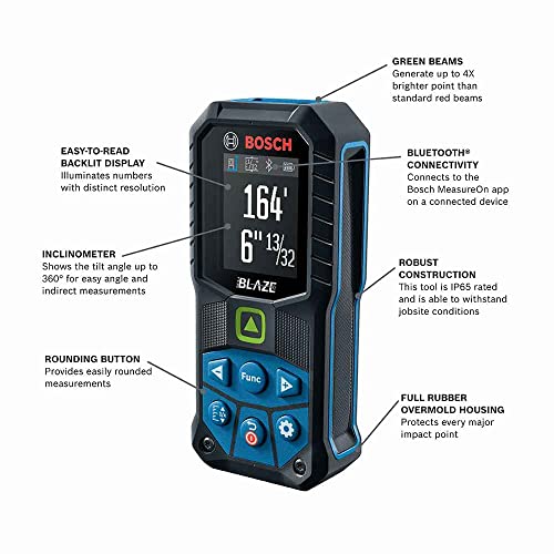 BOSCH PRO GLM165-27CGL 12V Max Blaze Connected Green-Beam 165 Ft. Laser