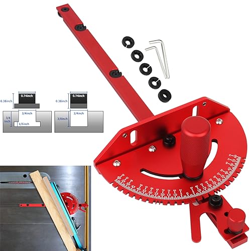 Table Saw Miter Gauge Works w/Table Saws, Band Saw and Router Table (Red) - color: Miter Gauge - Red