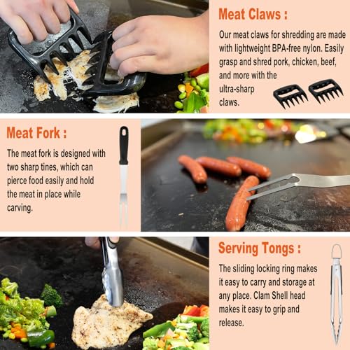 N NOBLE FAMILY 38PCS Griddle Accessories Kit, Professional Grill Tools Set - style: Round Griddle Press