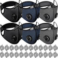Threlaco 6 Pcs Dust Mask Reusable Respirator Mask - color: Black, Navy Blue, Dark Gray