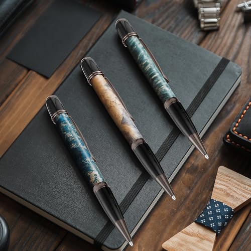 Colarr 12 Pack Woodturning Pen Kit Twist Ballpoint Pen Kit, Black - color: Black