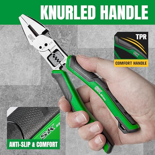 SK 8-Inch Multi-Use Linesman Pliers, 6-IN-1, Premium CR-V Steel - style: Multi-Use Linesman Pliers