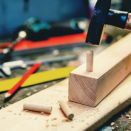 uxcell Wooden Dowel Pins 36pcs 6x30mm(1/4" x1-1/4) Fluted Beveled Ends Wood Dowel Pegs Kiln Dried Hardwood for Woodworking Furniture Shelf - size: 6x30mm