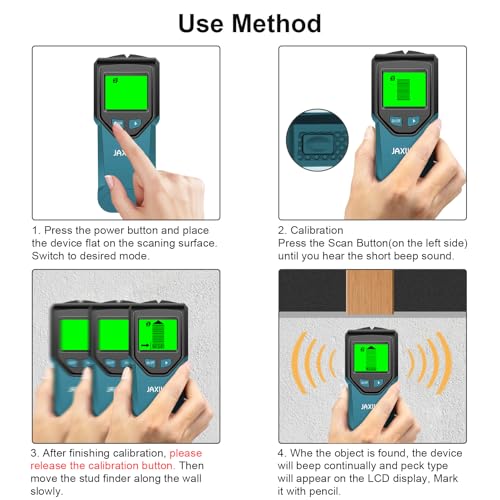 Stud Finder Wall Scanner - 5 in 1 Stud Finder Tool w/Smart Chip and HD LCD Display, Stud Detector Beam Finders for the Center and Edge of Wood AC Wire Metal Studs Joist Pipe (Dark Aqua) - color: Dark Aqua
