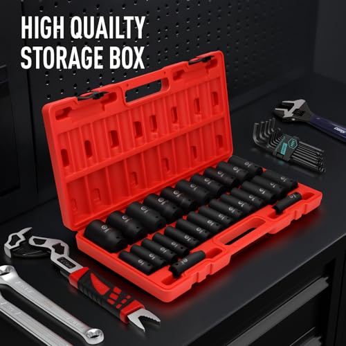 DISEN 26 Pcs Metric 1/2" Impact Socket Set - size: 1/2“ 26PCS