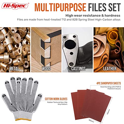 Hi-Spec Metal Hand & Needle File Tool Kit Half-Round Round & Triangle Files - size: 17 pieces