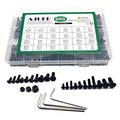 600pcs Metric Bolt Assortment M2.5 M3 M4 Alloy Steel Hex Button and Flat Head Cap Machine Screws and Lock Nuts RC Screw Kit Black Zinc Plating - size: black 600pcs hex buton haed