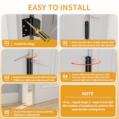 Luxbaro 3 Pack Spring Hinges Self Closing 4 Inch, Self Closing Door Hinges - color: Matte Black-square&5/8'', size: 4" 3 Pack