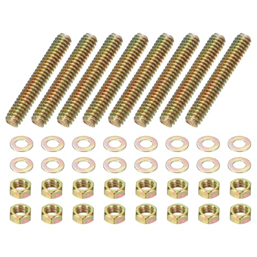 PATIKIL 1/4" x 1-1/2" Color Zinc Fully All Thread Rod, 8 Pcs Carbon Steel Long Threaded Screw Stud Bolts for Furniture Garden Mounting Assembly Fastening - size: 1/4" x 1-1/2"