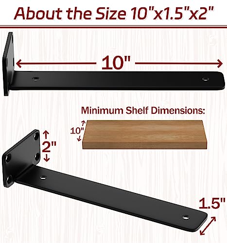 10 Inch Shelf Brackets, 8 Pack Floating Shelf Bracket, 1/5" Thick - size: 10 Inch, style: 8 Pack