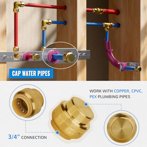 SUNGATOR 3/4 Inch End Cap, 12-Pack, Push-to-Connect Plumbing Fittings - size: 3/4 Inch, 12 Pack