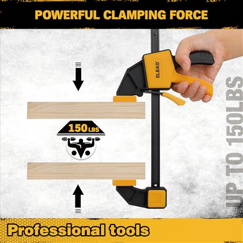 8-Piece Clamps for Woodworking - 4 Pcs 6 inch Bar Clamps, 4 Pcs Heavy Duty Metal Spring Clamps, Bar Clamps with 150 LBS Load Limit, Quick Release Triggers - style: 8-Piece 150lbs