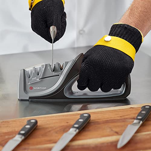Schwer ANSI A9 Cut Resistant Glove, Food Grade Stainless Steel Wire Mesh, Knife Cutting Gloves, Butcher Meat, S(Pack of 1) - size: Small (Pack of 1), style: 3.0 Black Steel Wire+hppe