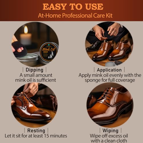 Feilove 4-in-1 Mink Oil Leather Conditioner and Cleaner 3.52 oz - Premium Waterproof Formula for Boots and Shoes - style: Quick Care